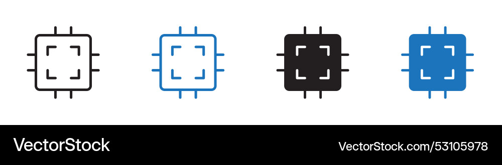 Processor icon set outline Processor icon set outline vector image