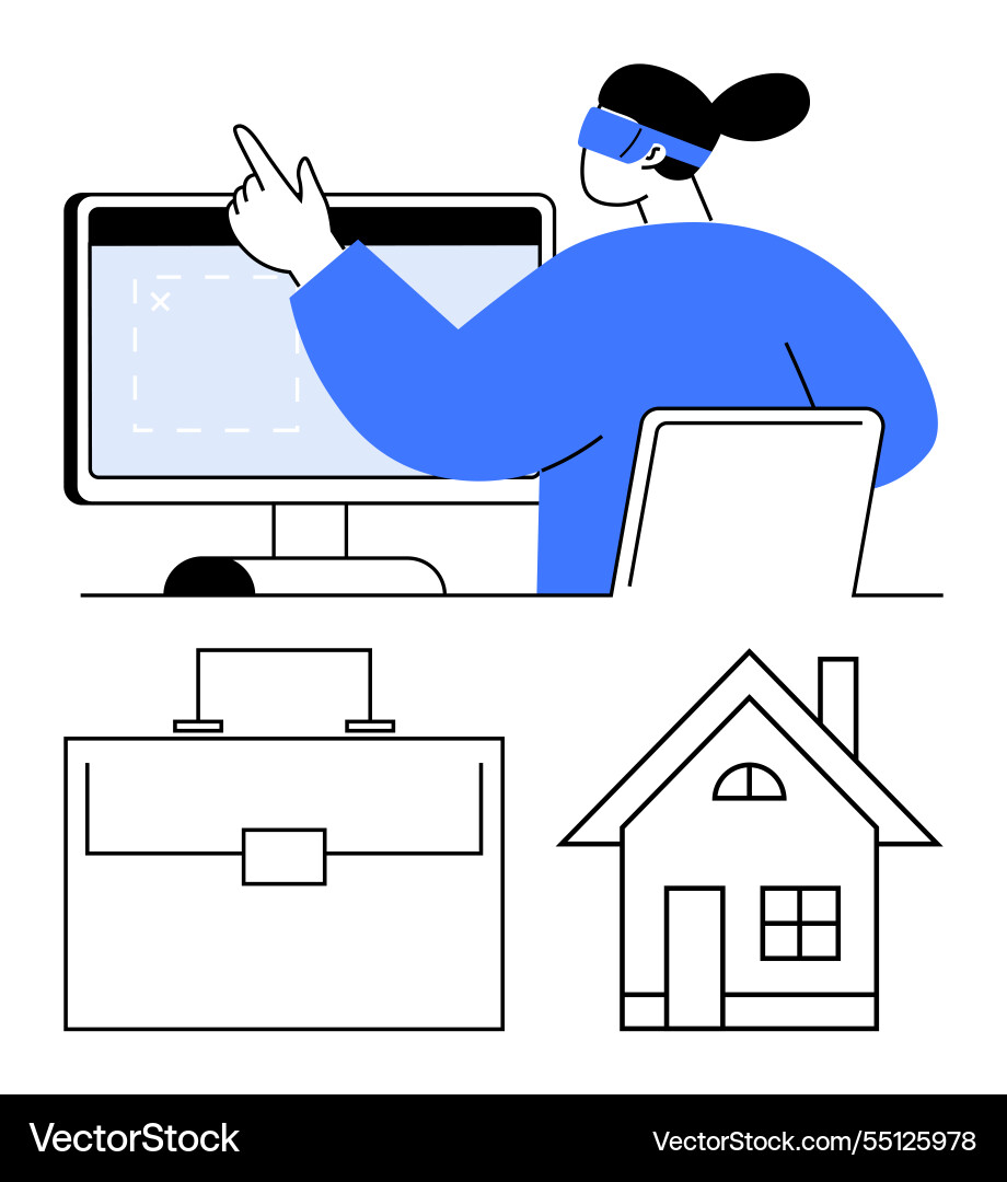 Professional pointing at computer screen Vector Image