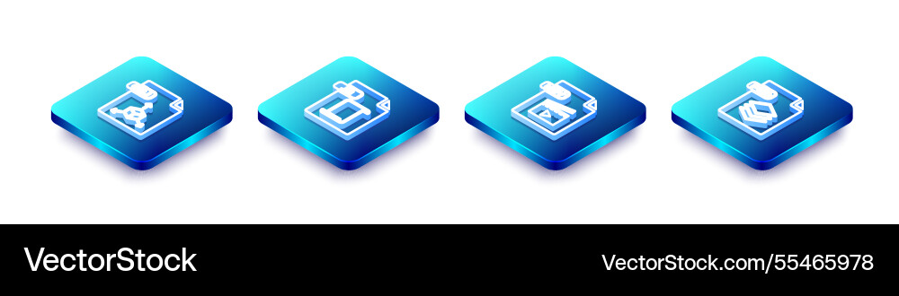 Set isometric line obj file document js mov Set isometric line obj file document js mov vector image