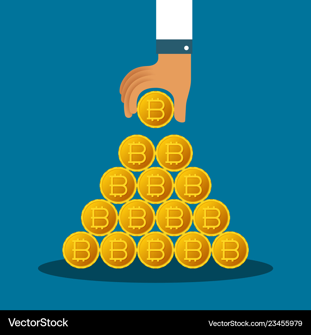 Bitcoin pyramid concept in flat style – Royalty-Free Vector | VectorStock