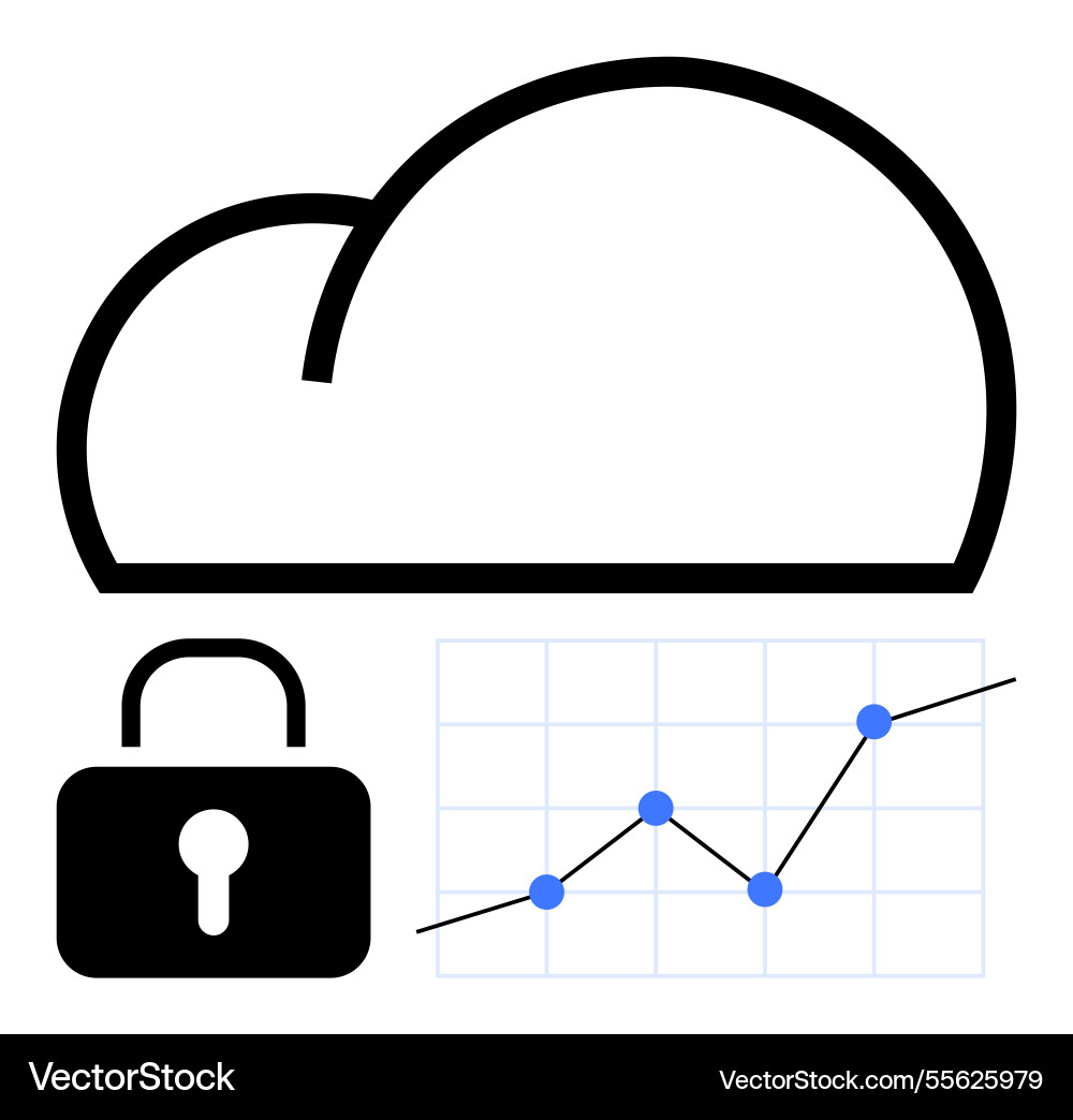 Cloud storage with lock security and data growth Cloud storage with lock security and data growth vector image