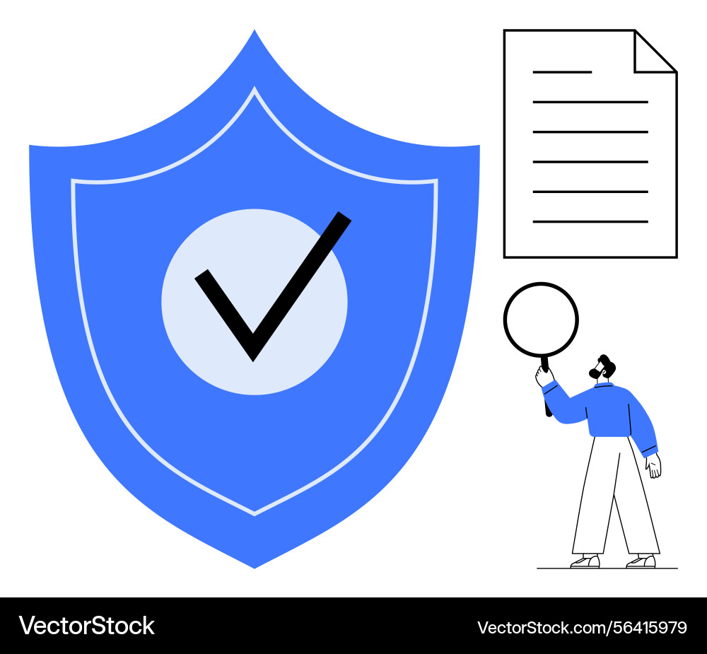 Data security concept with blue shield checkmark Data security concept with blue shield checkmark Vector Image