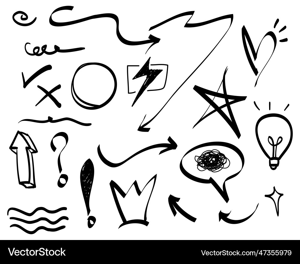 Doodle elements for concept design on set vector image