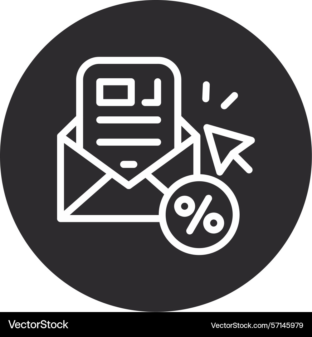 Email click-through rate inverted circle black vector image