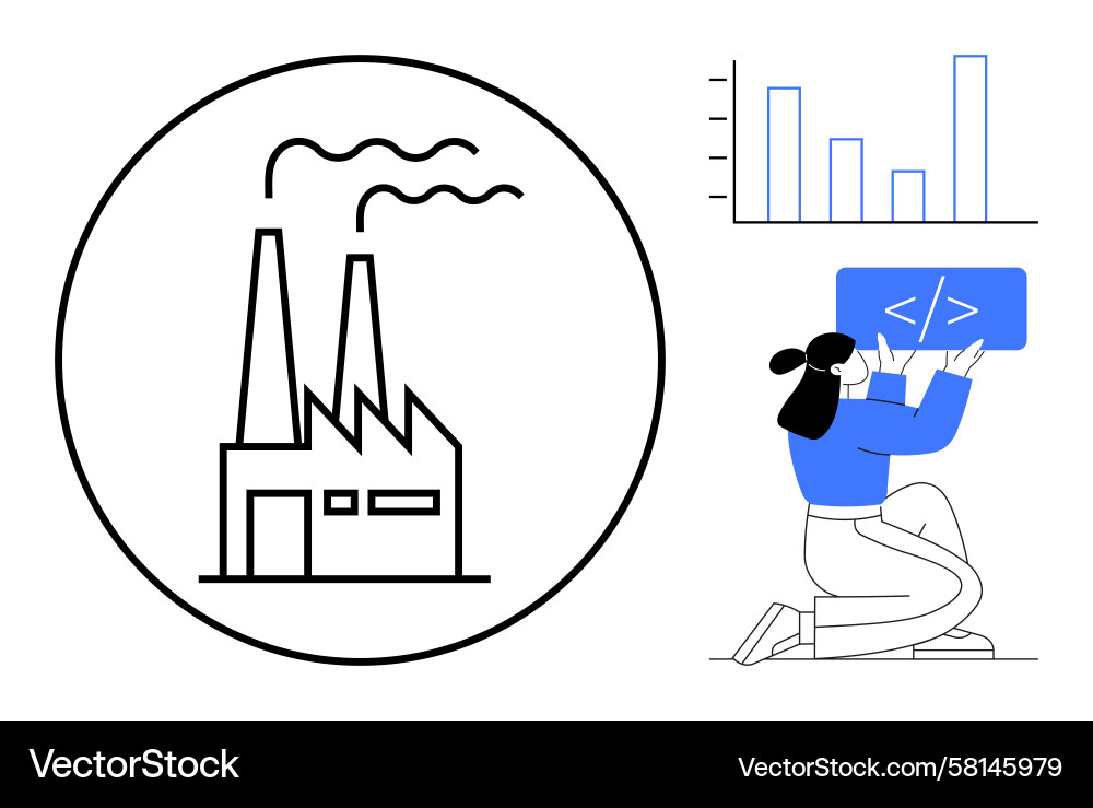 Factory Data & Coding Concept Vector Image