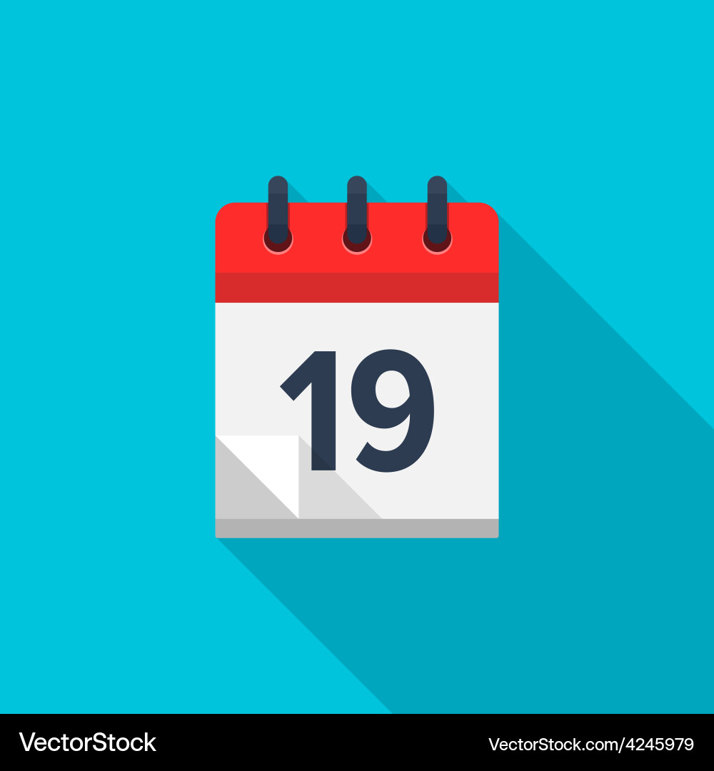 Flat calendar icon date and time background vector image
