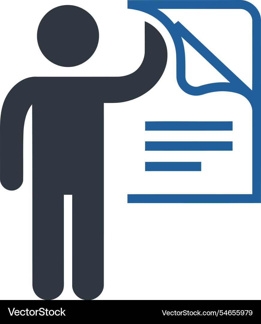 Man pointing at document icon vector image
