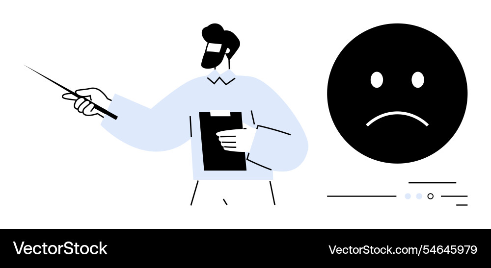 Man with pointer and clipboard presenting Man with pointer and clipboard presenting Vector Image