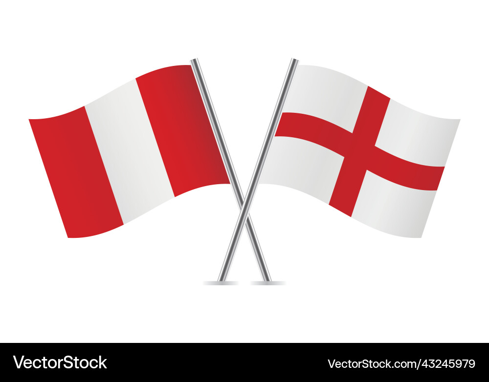 Peru and england crossed flags Peru and england crossed flags vector image