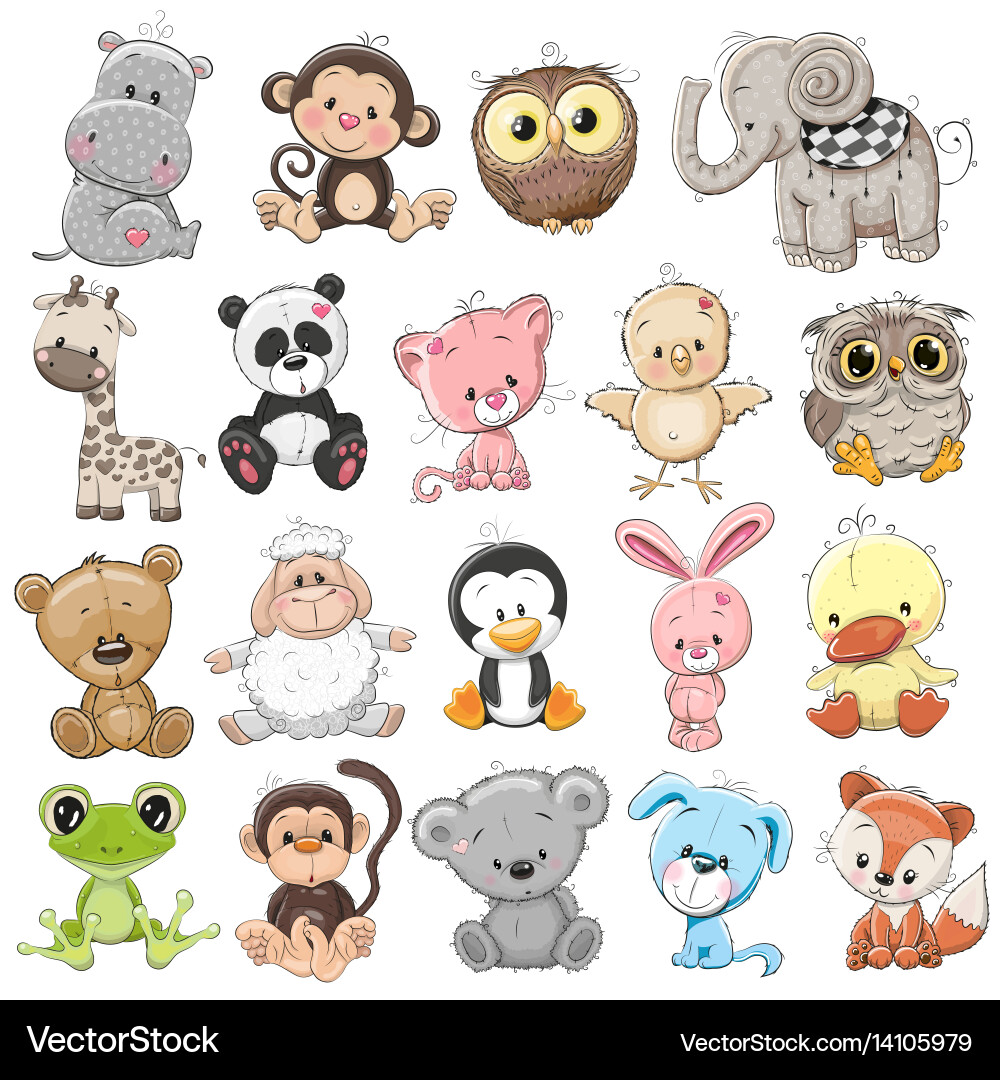 Set cute animals Royalty Free Vector Image - VectorStock