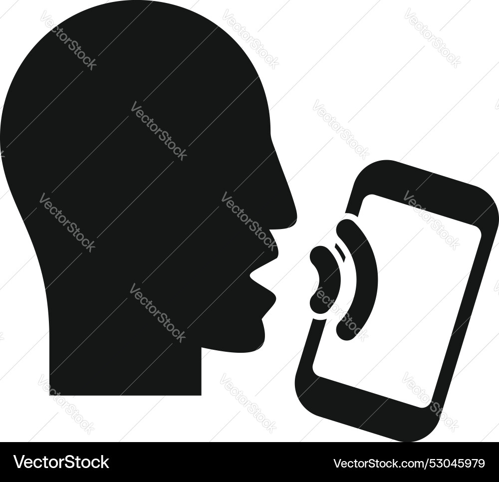 Silhouette of human head speaking to smartphone Silhouette of human head speaking to smartphone vector image
