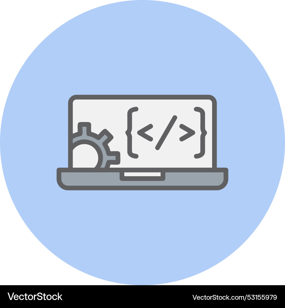Web development line filled circle icon Vector Image