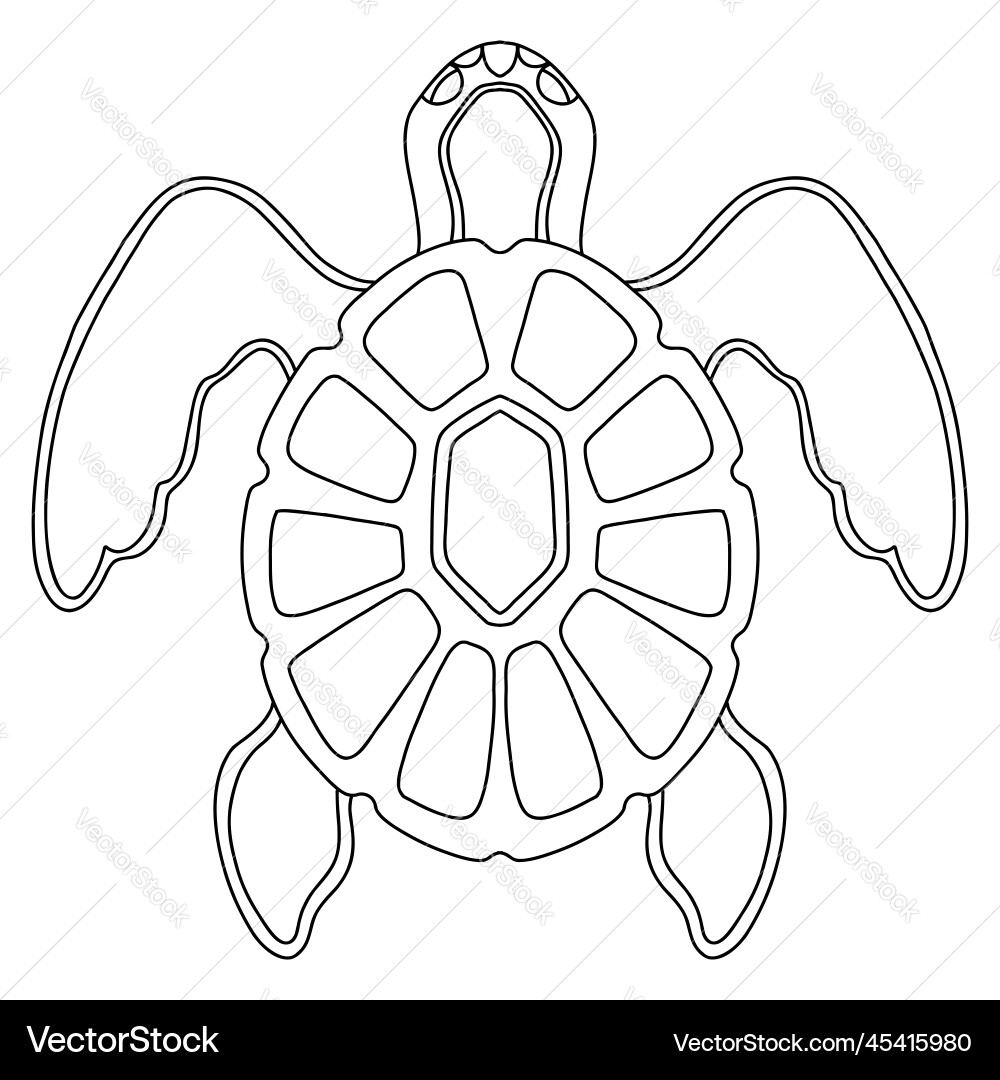 Beautiful sea turtle coloring template Beautiful sea turtle coloring template vector image