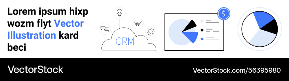 Cloud crm integration with data analytics and pie Cloud crm integration with data analytics and pie vector image