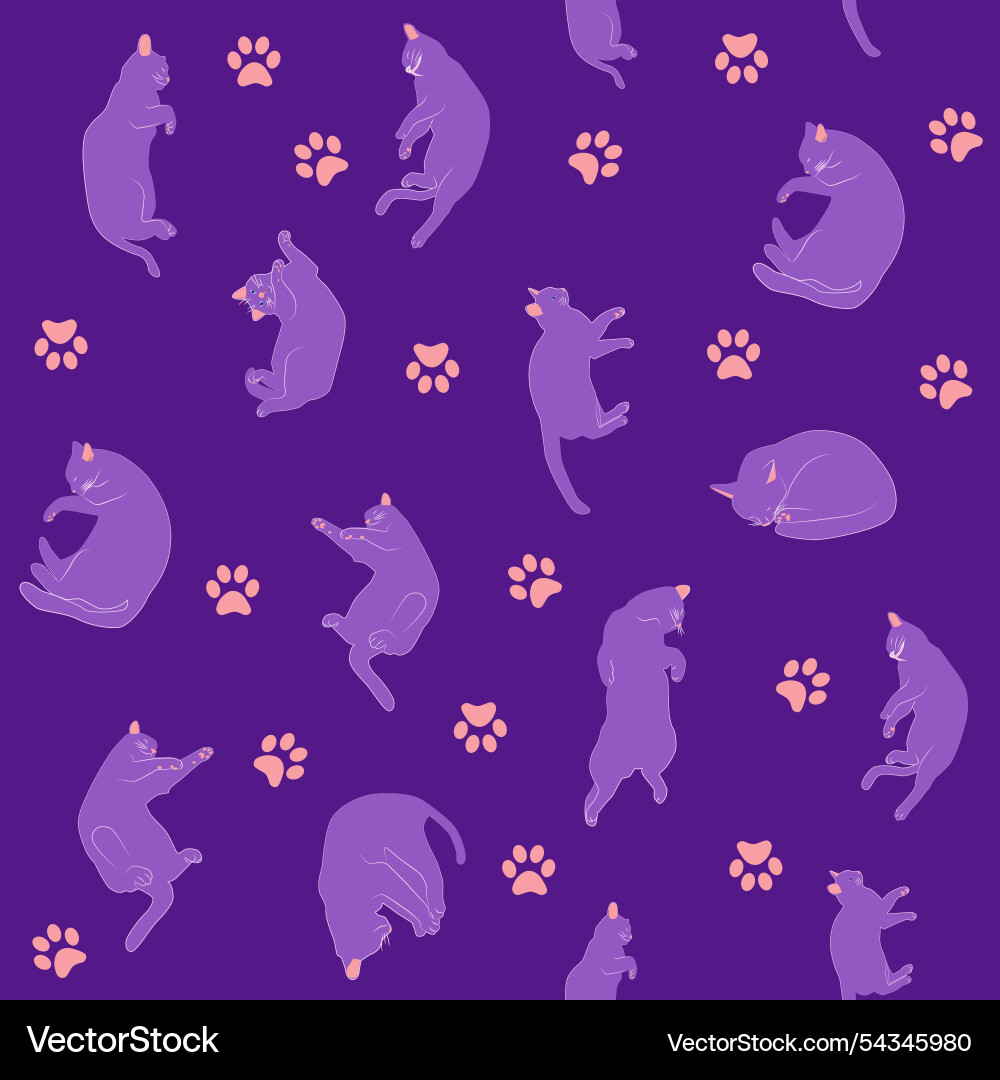 Mystical seamless pattern of cats in boho style vector image