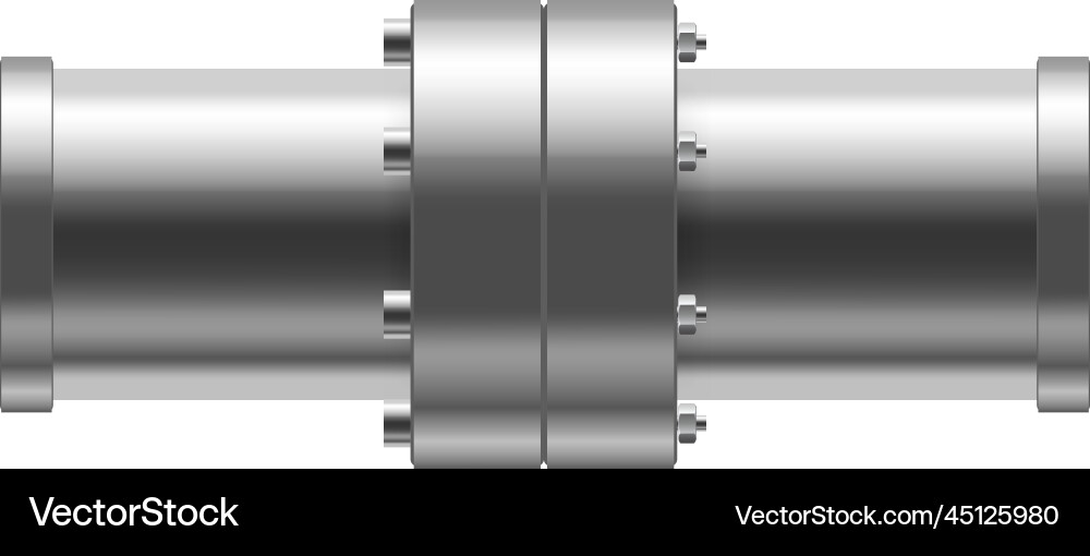 Pipe sections connection composition Pipe sections connection composition vector image