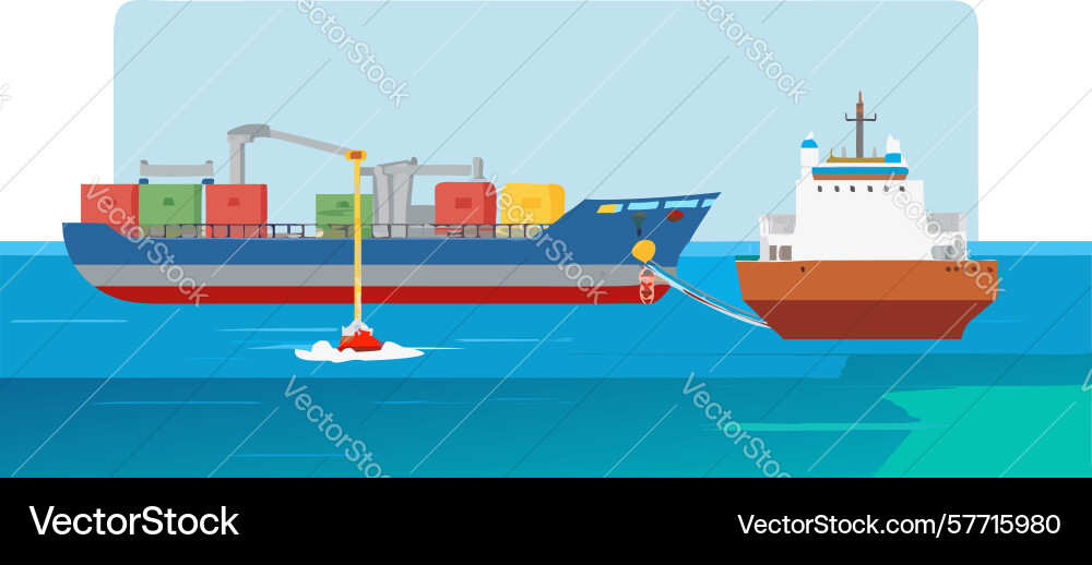 Port operations container ship loading by crane Vector Image