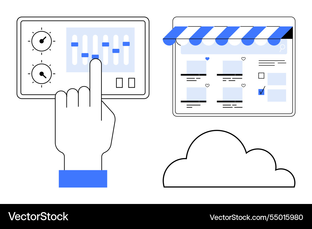 User adjusting settings on control panel User adjusting settings on control panel vector image