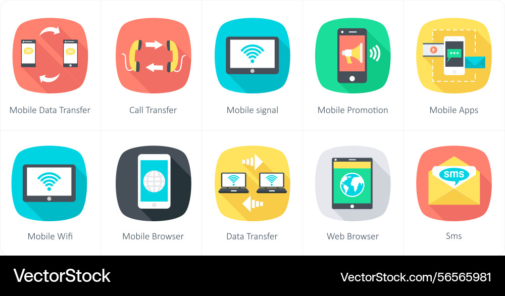 A set of 10 communication icons as mobile data vector image