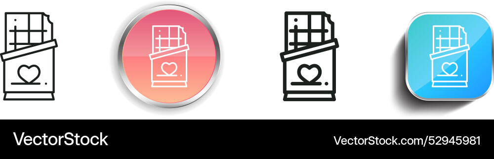 Chocolate icon thin linear regular and button Chocolate icon thin linear regular and button vector image