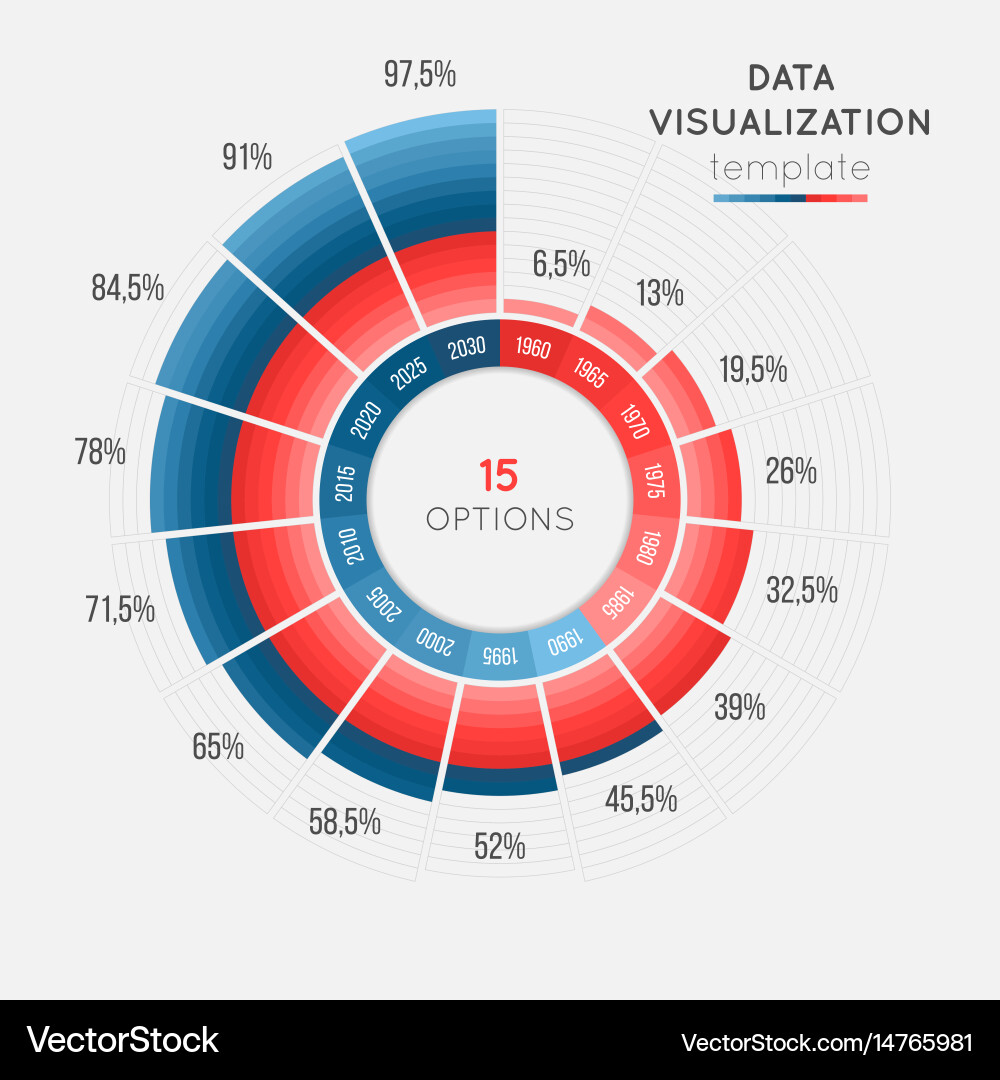 Circle Chart Data Visualization Template vector image