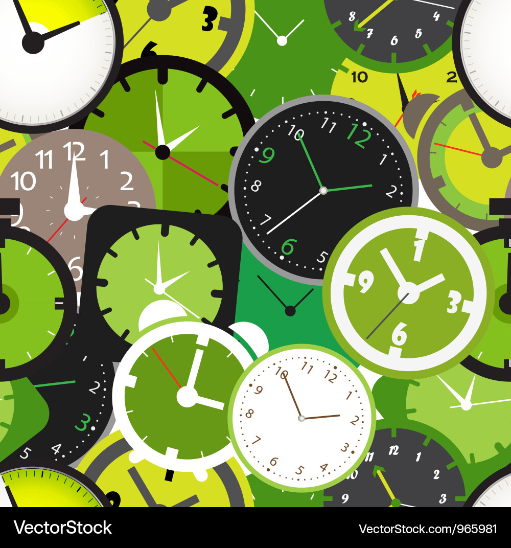 Clock Pattern - Seamless Time Motif Vector Image