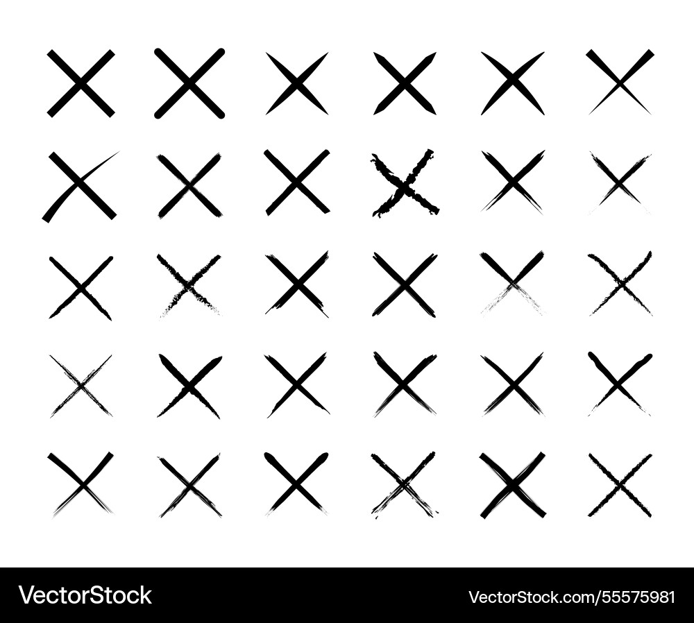 Cross marks tick icon set no or rejection mark Vector Image