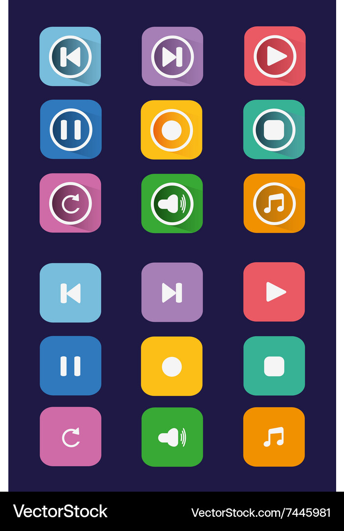 Grey multimedia buttons set Vector Image