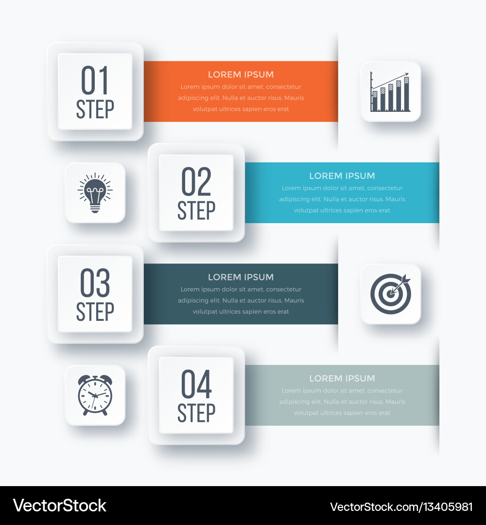 Infographics template four options with square Vector Image