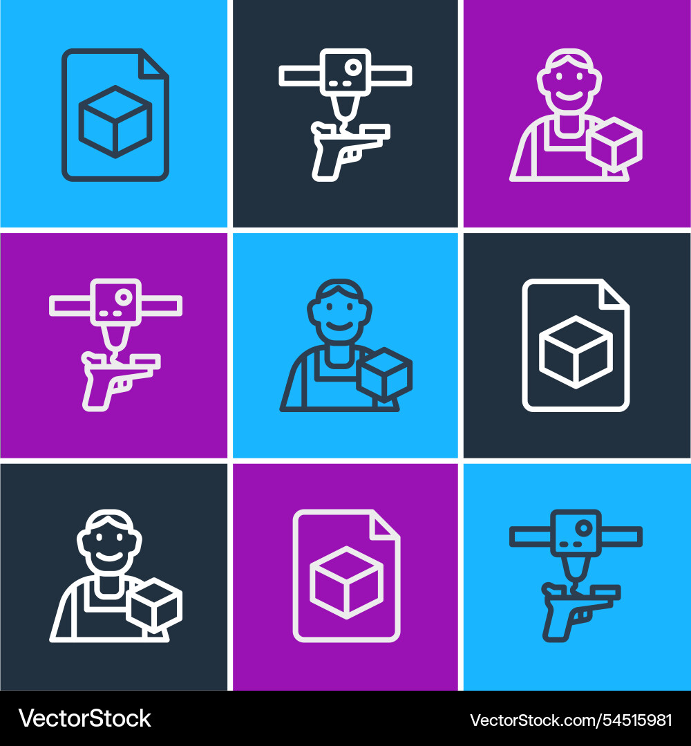 Set line isometric cube file graphic designer Set line isometric cube file graphic designer vector image