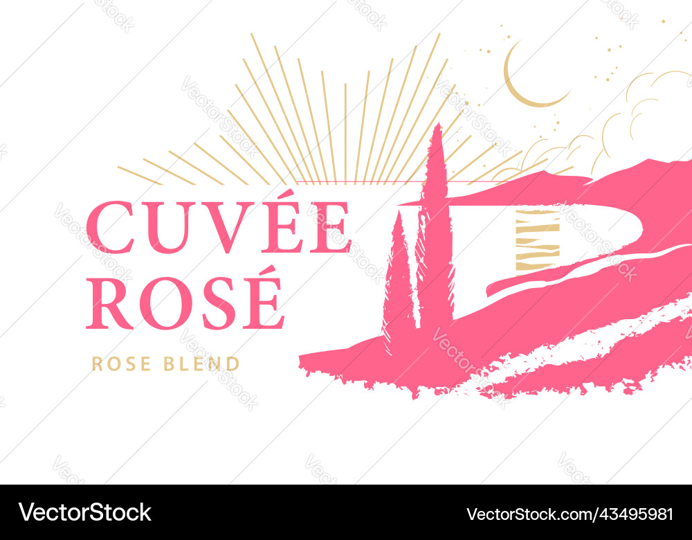 Wine label template with cypress trees Wine label template with cypress trees vector image