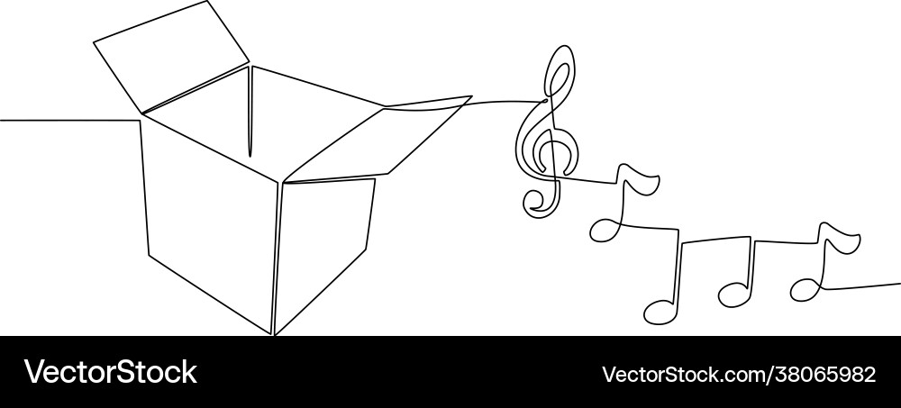 Continuous line drawing music box vector image