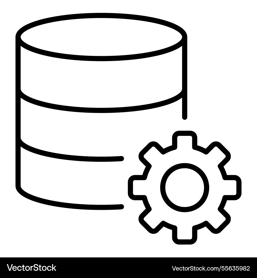 Database configuration black round line icon Vector Image
