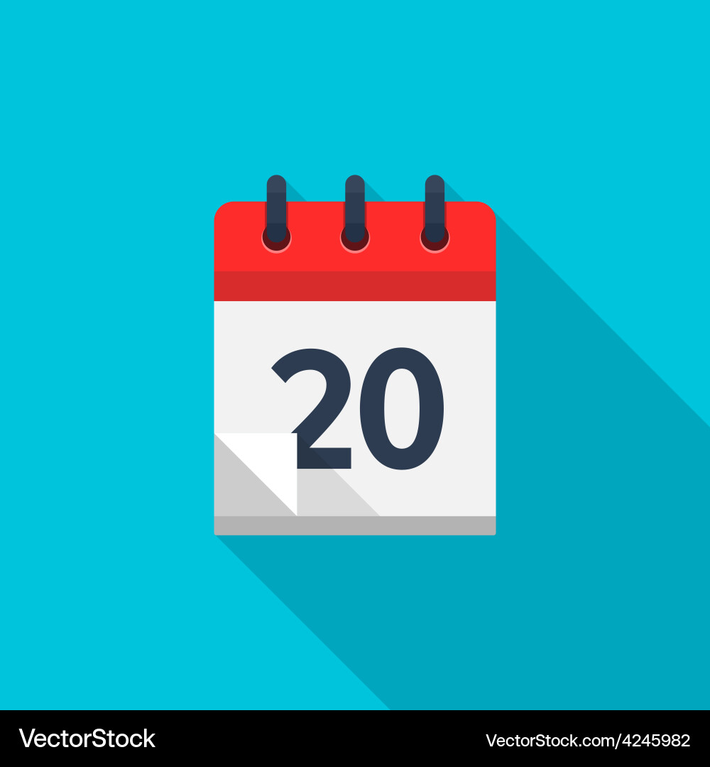 Flat calendar icon date and time background vector image