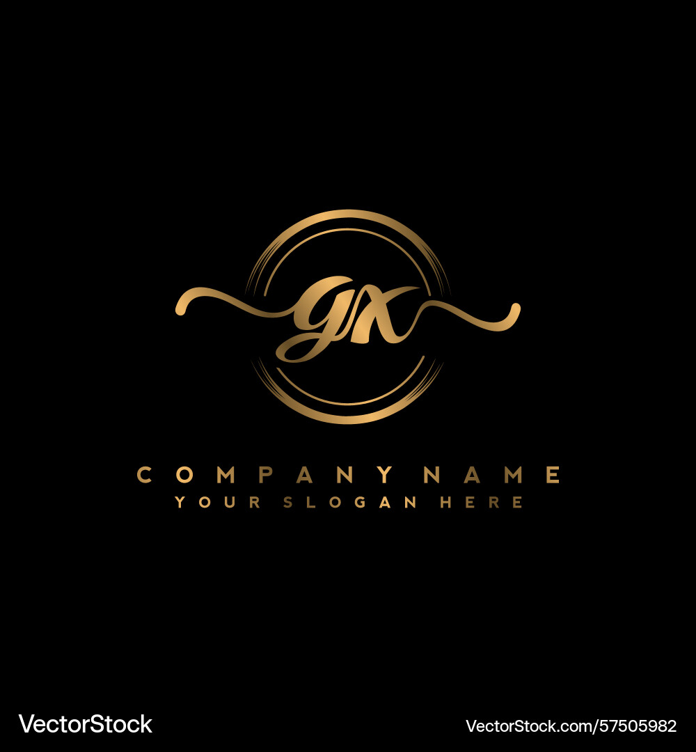 Gx initial handwriting logo with circular wave Gx initial handwriting logo with circular wave Vector Image