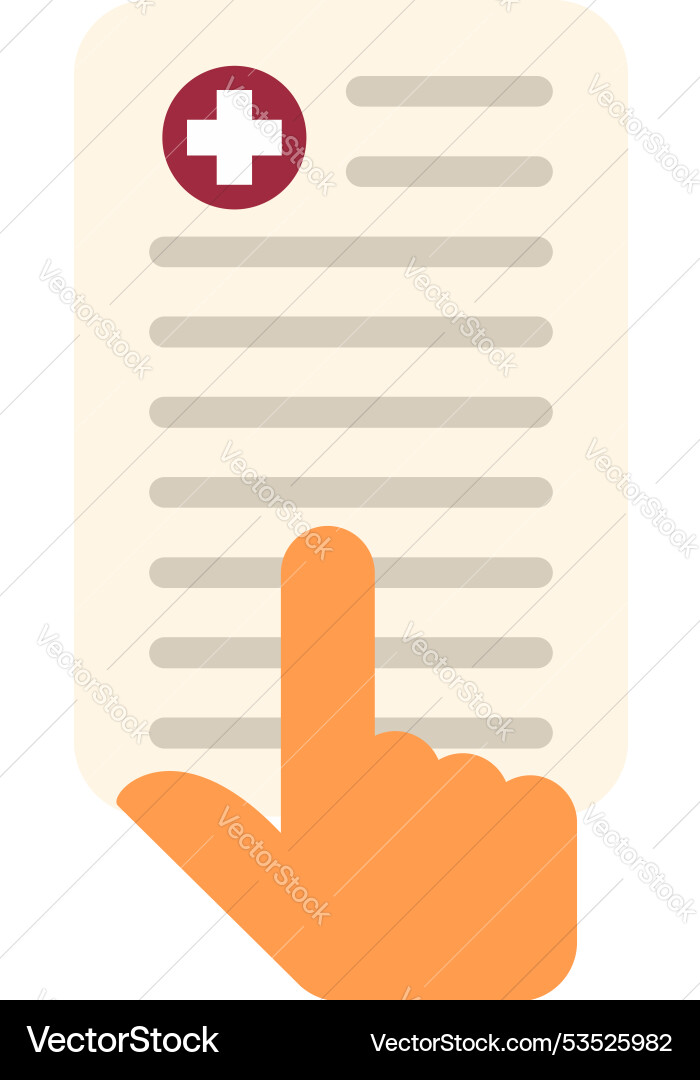 Hand pointing at medical test result with index Vector Image