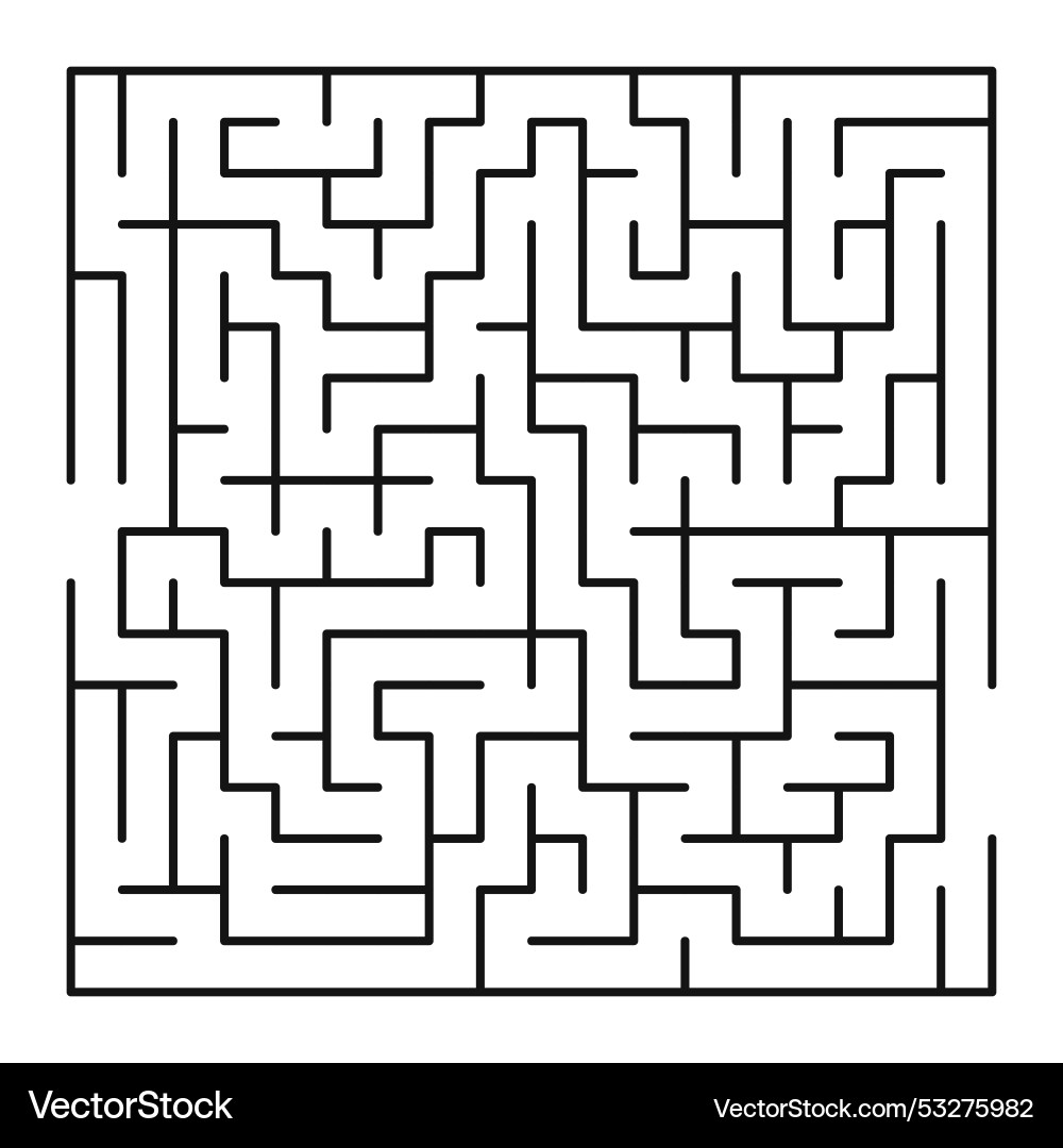 Maze shape design element there is one entrance Maze shape design element there is one entrance vector image