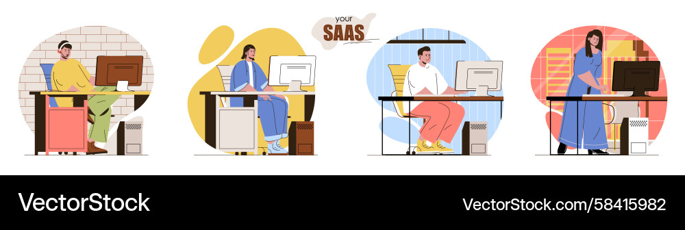 SaaS Developers & Subscription Users Vector Image
