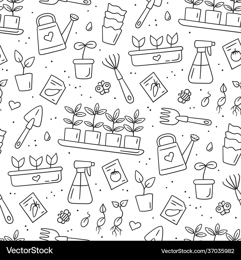 Seamless pattern with seeds and seedlings Seamless pattern with seeds and seedlings vector image