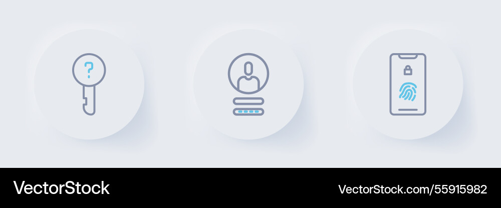 Set line mobile with fingerprint scan create Set line mobile with fingerprint scan create vector image