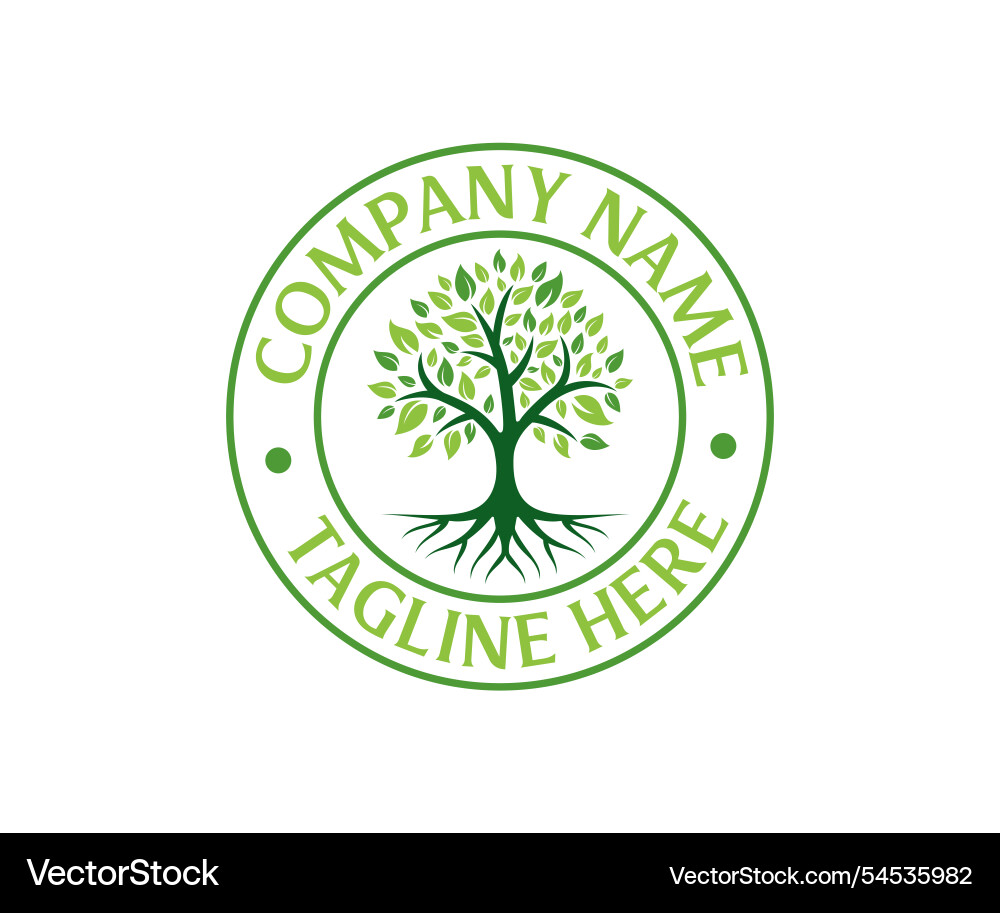 Vibrant tree logo design or root Royalty Free Vector Image