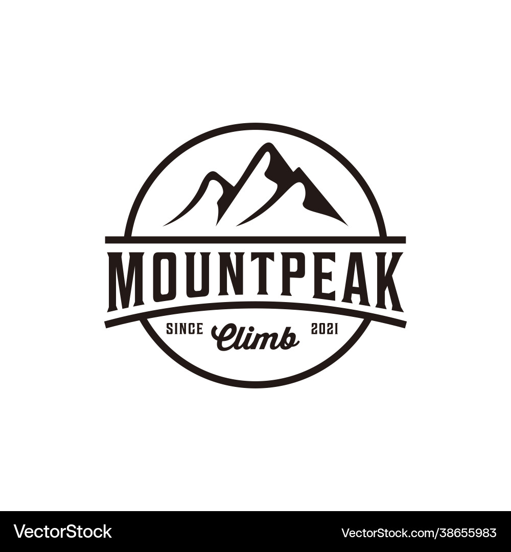 Bergspitze wild Abenteuer Outdoor Vintage Logo Bergspitze wild Abenteuer Outdoor Vintage Logo vektorbild