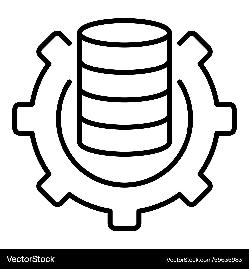 Database configuration black round line icon vector image