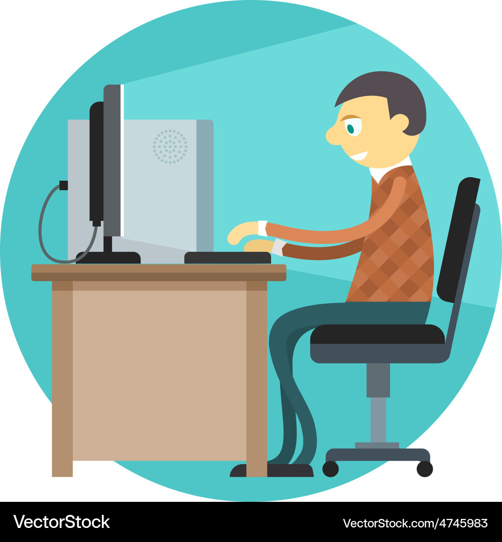 Man Working on Computer vector image