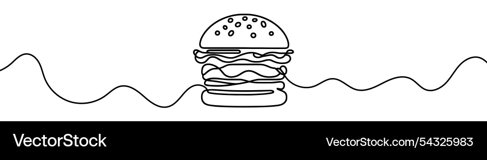 One continuous line of a hamburger One continuous line of a hamburger vector image
