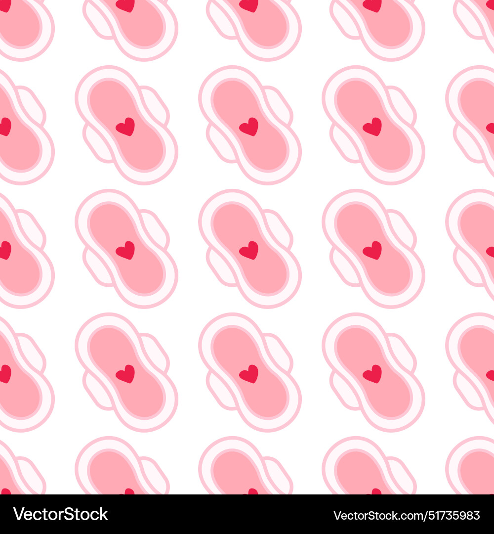 Seamless pattern sanitary pads with heart isolated Seamless pattern sanitary pads with heart isolated vector image