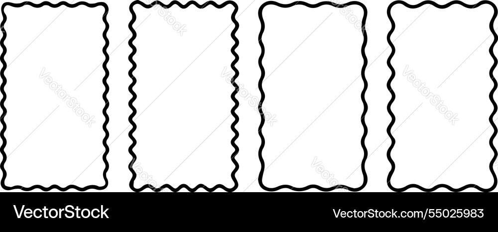 Set of rectangle frames with wavy edges Set of rectangle frames with wavy edges vector image
