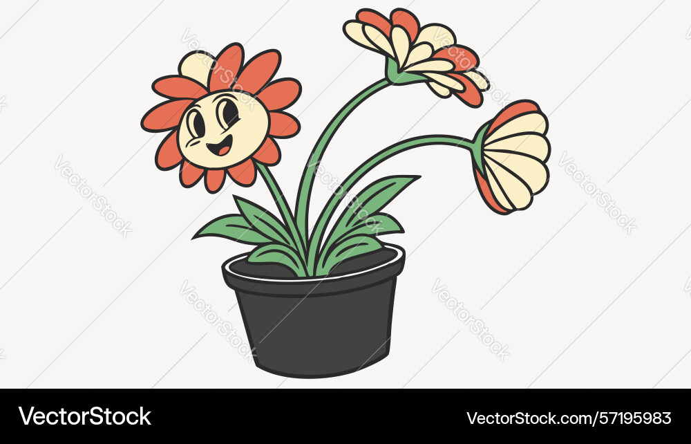 Smiling daisy in a pot design generative ai Vector Image