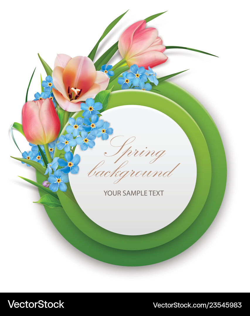 Spring background round template with bouquet Spring background round template with bouquet vector image