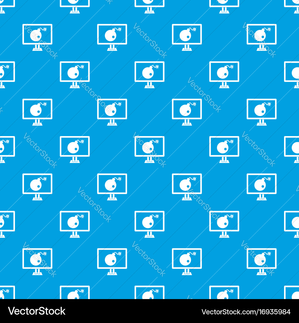 Bomb on computer monitor pattern seamless blue vector image